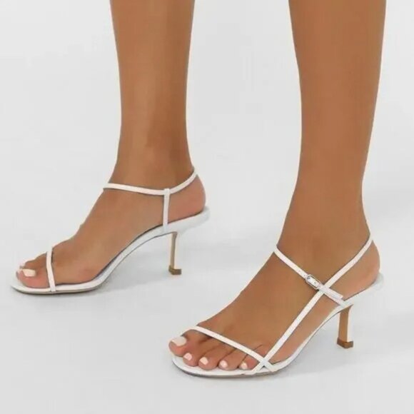 Like new Tony Bianco Caprice Heel in White Kid leather strappy mid sandal - Picture 1 of 10
